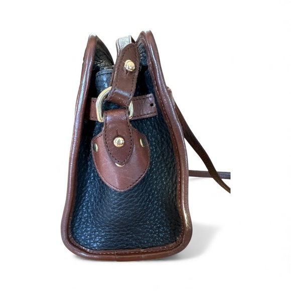 Vintage Dooney & Bourke Leather Buckle Zip Top Black Brown Crossbody Bag 9x7x4 - Picture 6 of 15